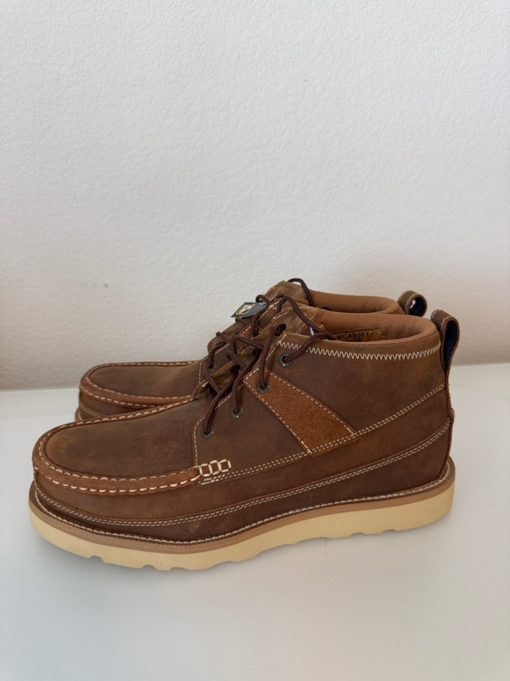 Twisted X Boot Barn Brown Leather Moc Steel Toe Chukka Boots NWT Size 10.5 W - Picture 7 of 11